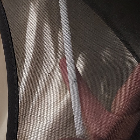 En Focus Zebra Striped Layered Front Skirt with Mesh Top Bodice Sleeveless Dress - Picture 4 of 8